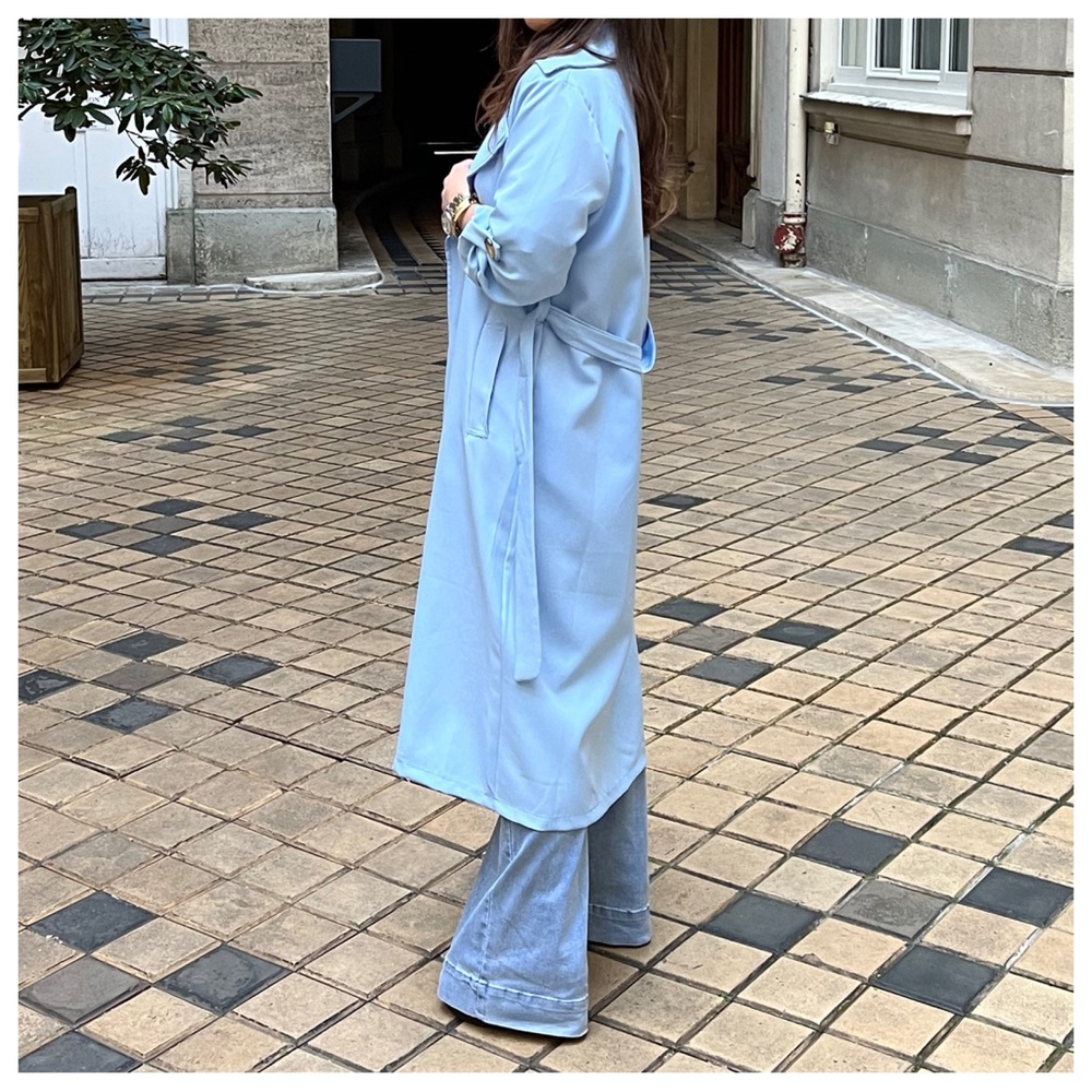 #51 Made in France Fabulous Spring Belted Trench Coat jacket - Picture 5 of 6